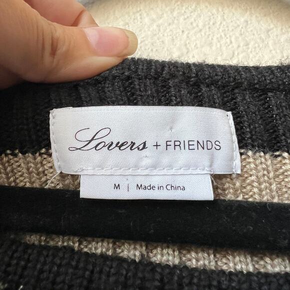 Lovers + Friends Stripe Black Tan Marengo Sweater Size M - Picture 4 of 6